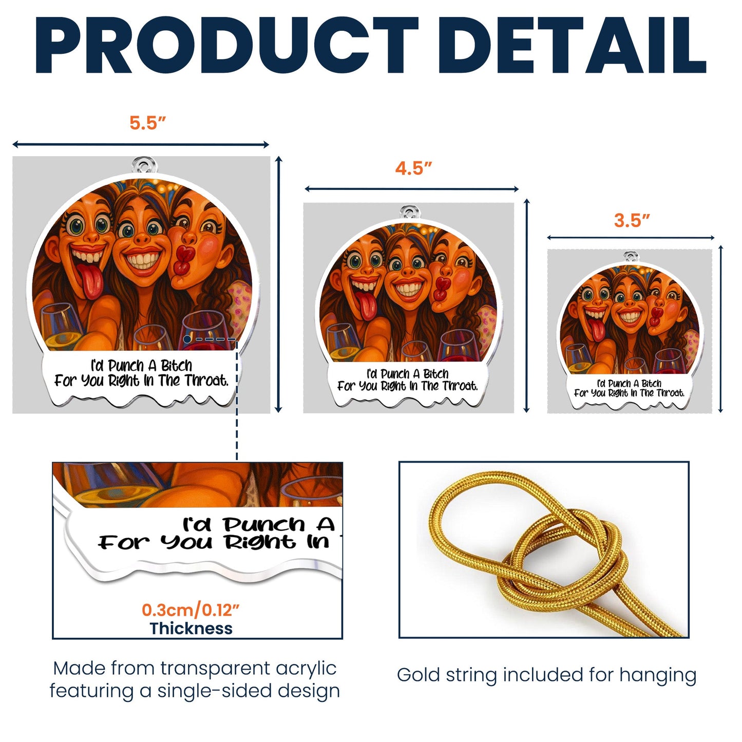 Caricature Your Photo For Besties, Friends - Personalized Acrylic Photo Ornament