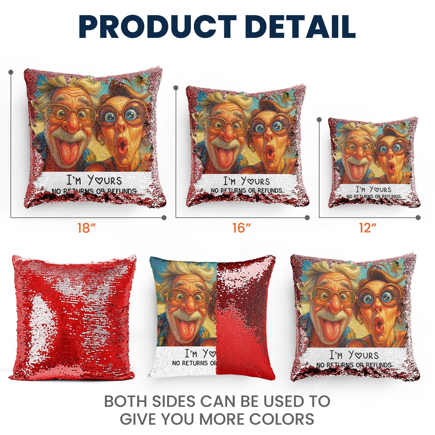 Caricature Your Photo For Funny Couples, Anniversary Gift - Custom Sequin Photo Pillow