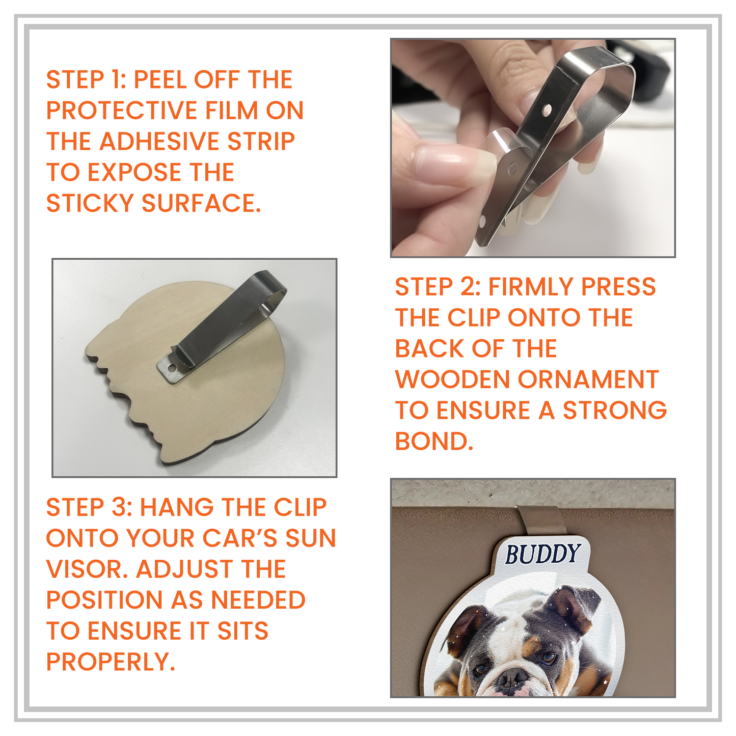 Caricature Wall Art For Friend, Bestie - Cartoon Your Photo - Personalized Wooden Photo Car Visor Clip