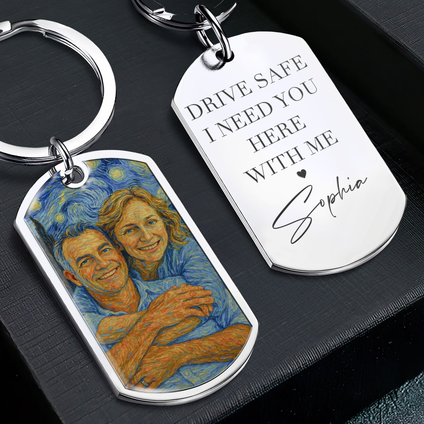 Drive Safe I Need You Here - Personalized Stainless Steel Photo Keychain
