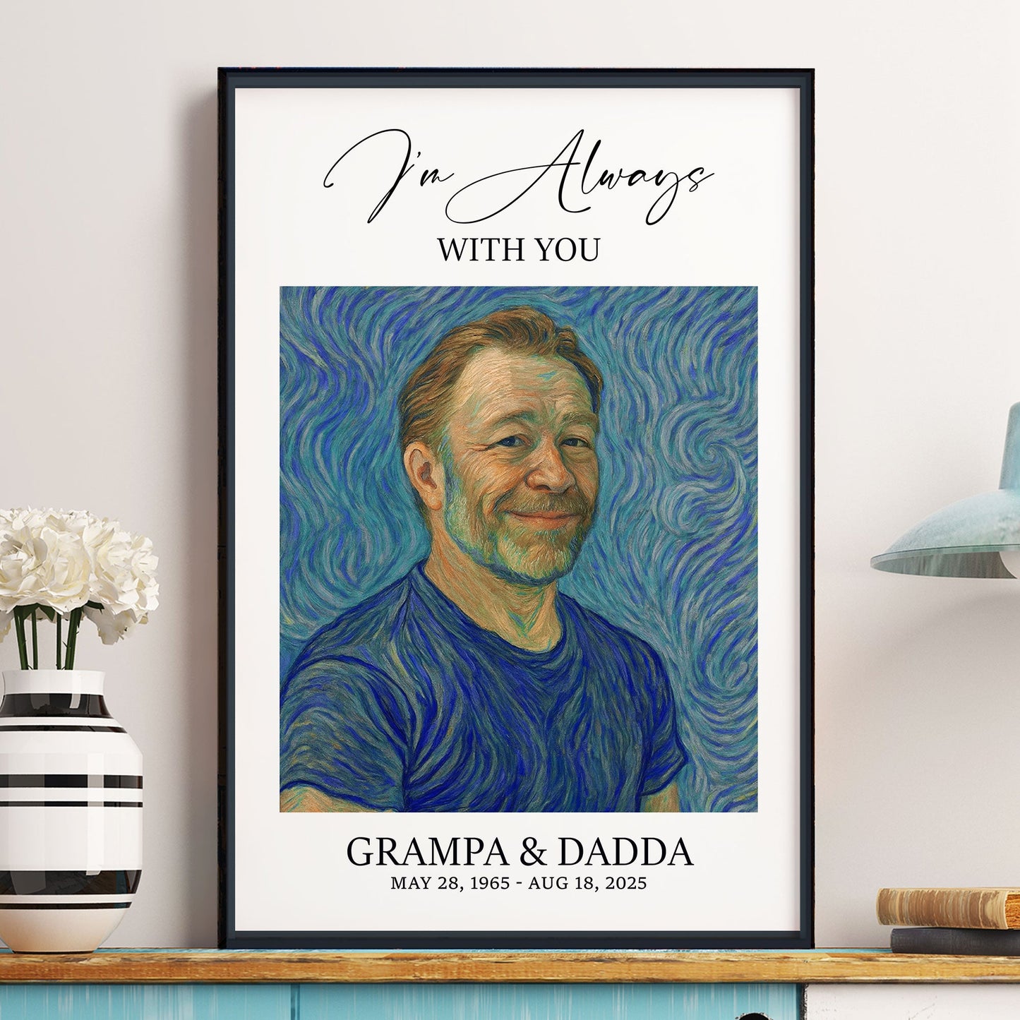 Van Gogh Self Portrait Art I'm Always With You Memorial Gift - Personalized Photo Poster