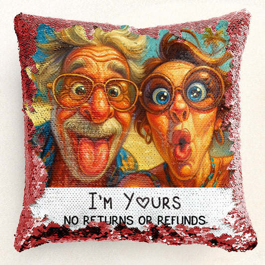Caricature Your Photo For Funny Couples, Anniversary Gift - Custom Sequin Photo Pillow