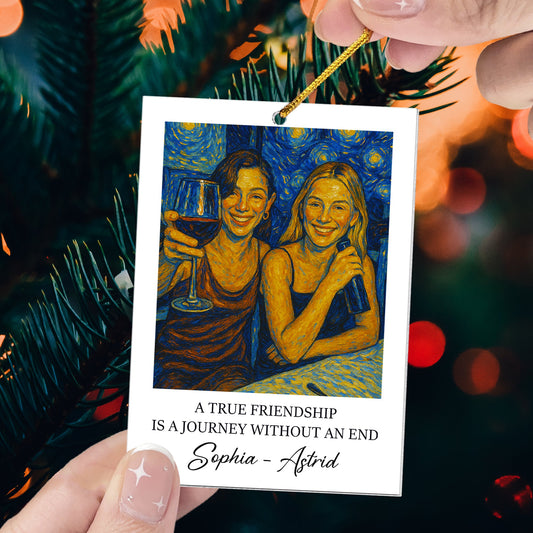 A True Friendship Is A Journey Without An End Van Gogh Art - Personalized Acrylic Photo Ornament