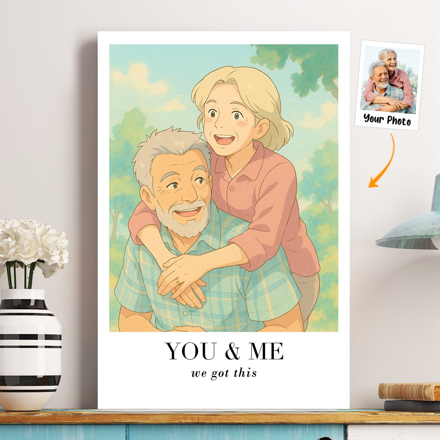 Anime Illustration High-Res Cartoon Drawing - Personalized Photo Poster