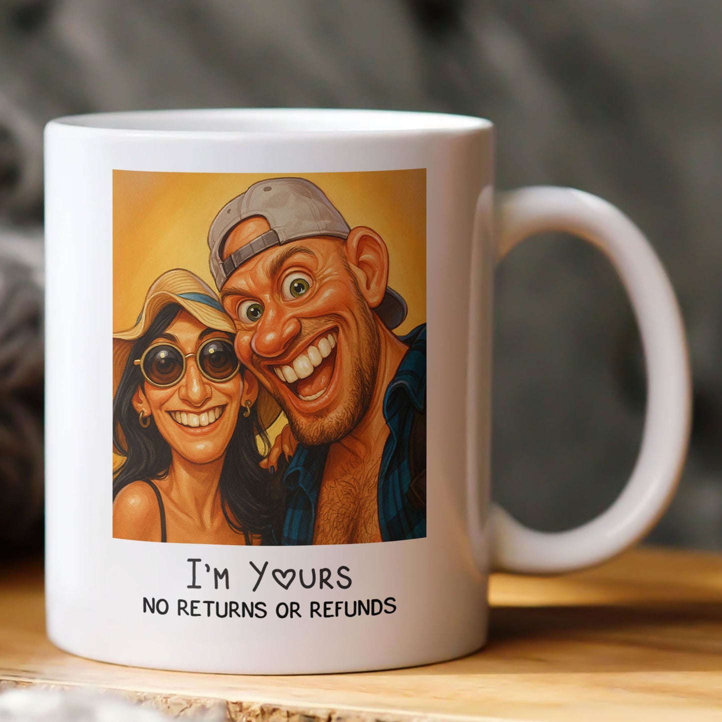 Caricature Couple Photo, Funny Anniversary Gift For Husband, Wife - Personalized Photo Mug