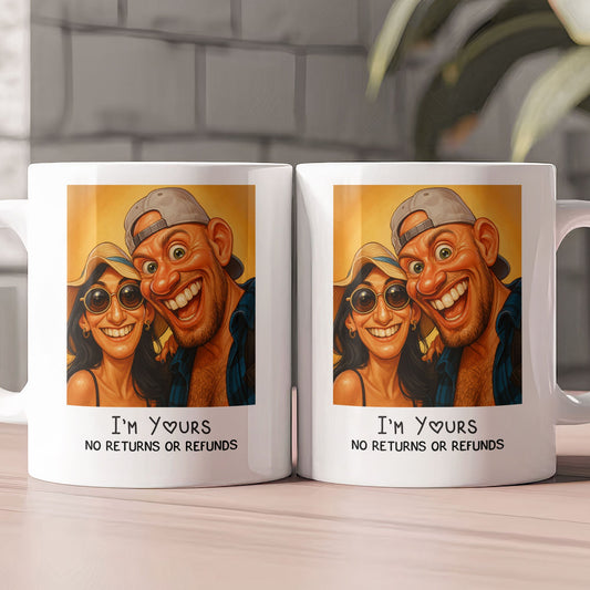 Caricature Couple Photo, Funny Anniversary Gift For Husband, Wife - Personalized Photo Mug