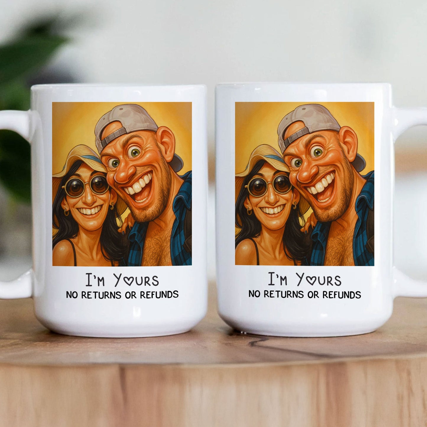 Caricature Couple Photo, Funny Anniversary Gift For Husband, Wife - Personalized Photo Mug