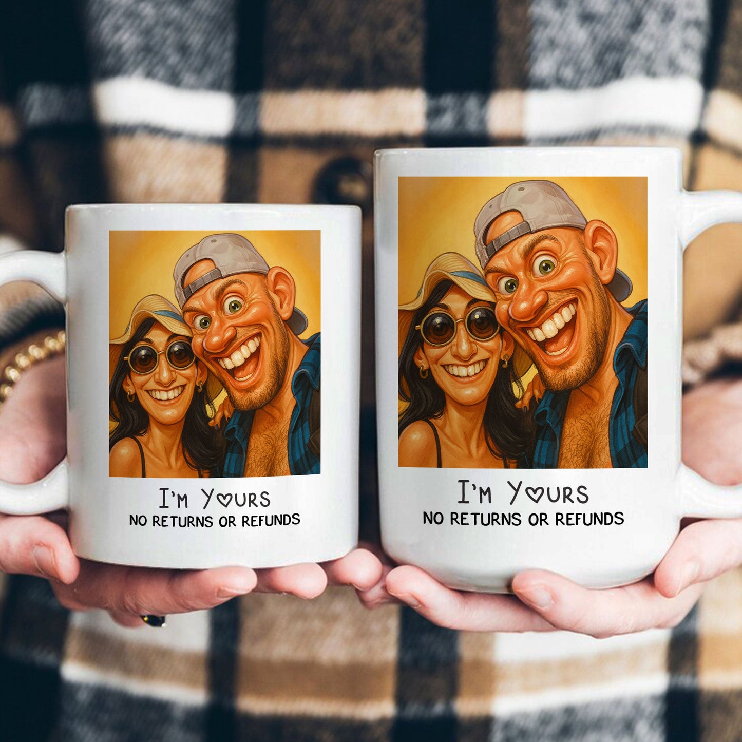 Caricature Couple Photo, Funny Anniversary Gift For Husband, Wife - Personalized Photo Mug