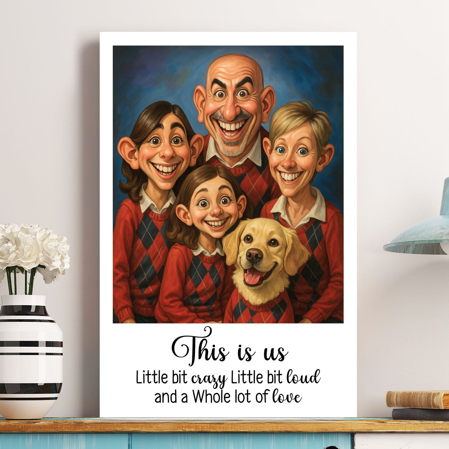 Caricature Wall Art For Family, Siblings, Sisters - Cartoon Your Photo - Personalized Photo Poster