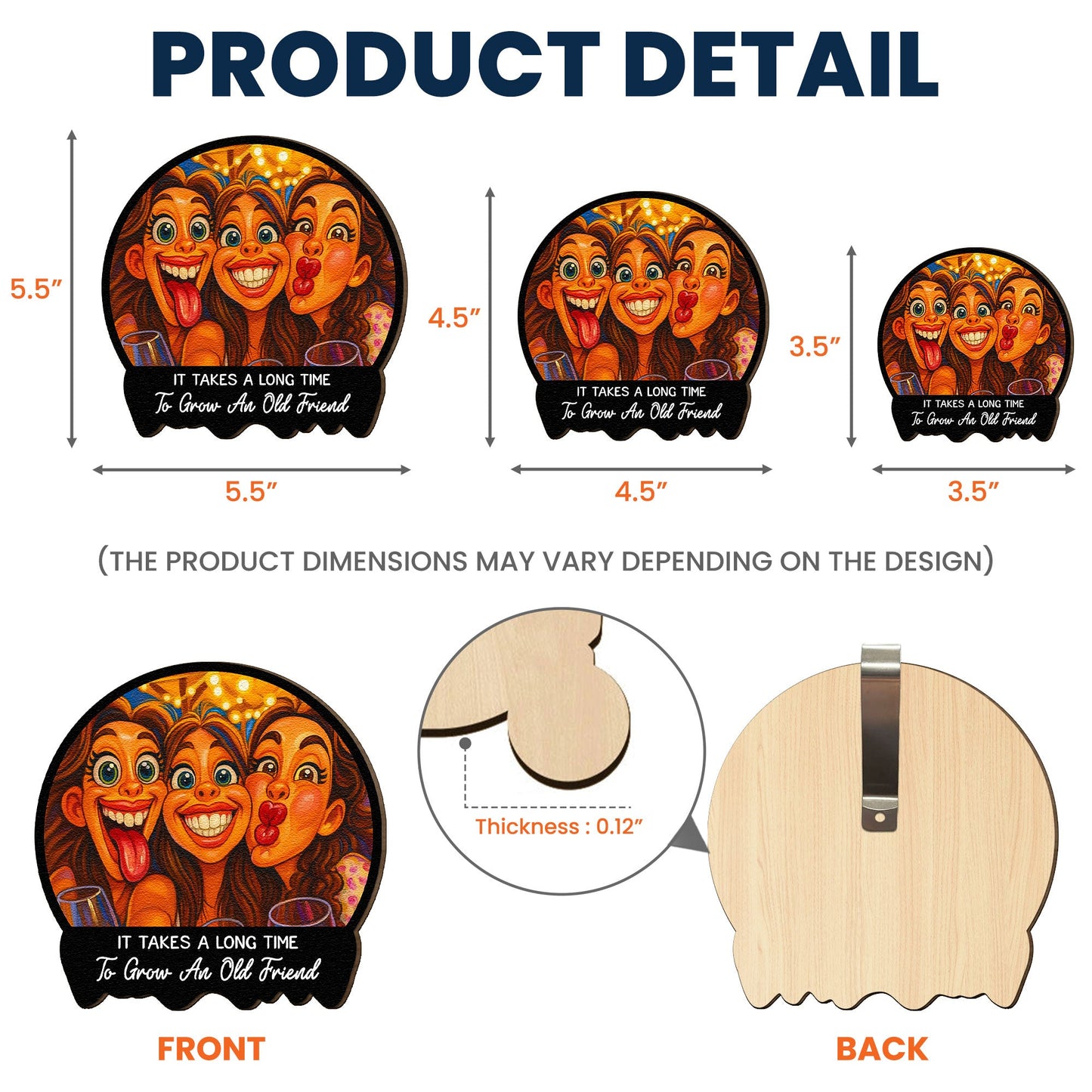 Caricature Wall Art For Friend, Bestie - Cartoon Your Photo - Personalized Wooden Photo Car Visor Clip