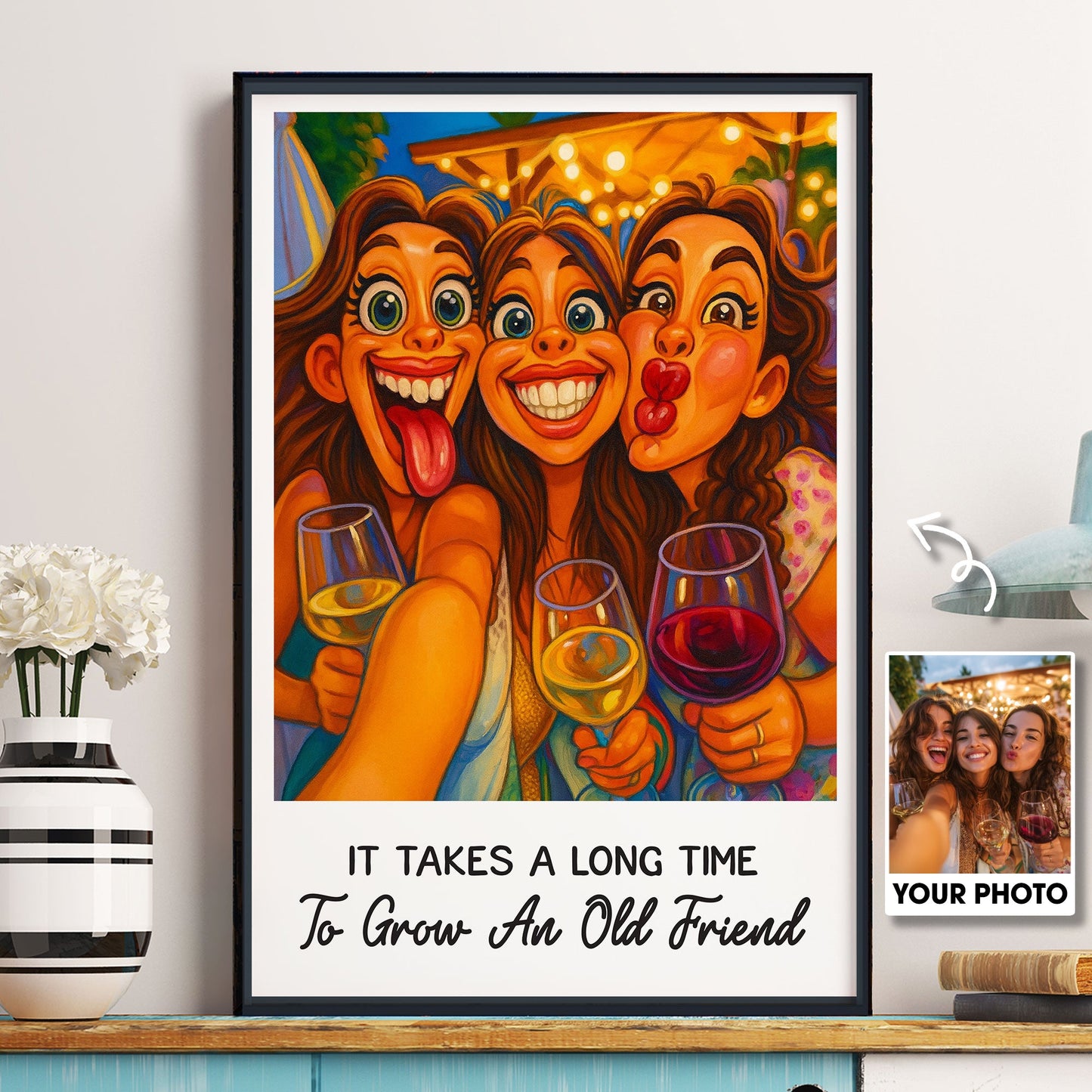 Caricature Wall Art For Funny Friend, Bestie - Cartoon Your Photo - Personalized Photo Poster
