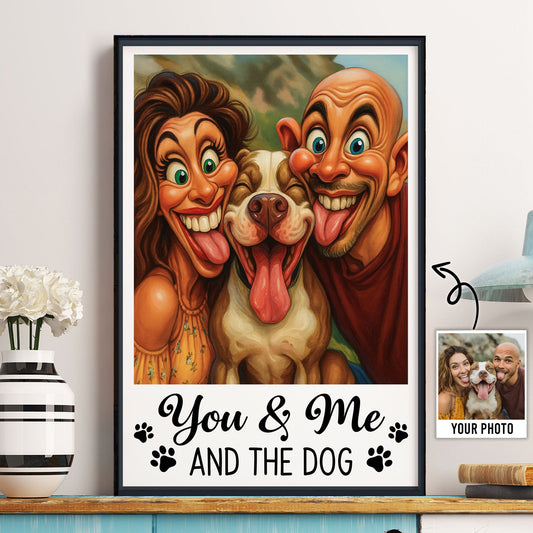 Caricature Your Photo - You & Me And The Dog, Cat - Personalized Photo Poster
