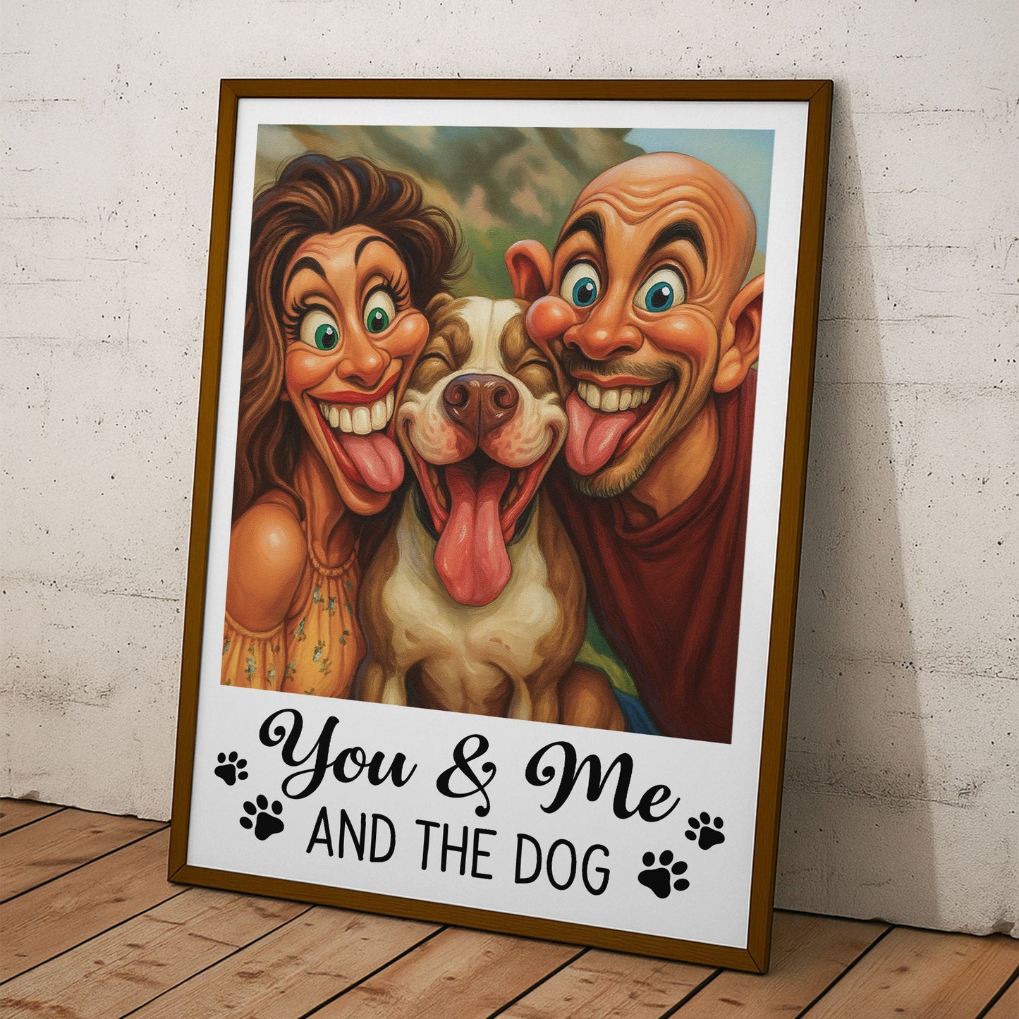 Caricature Your Photo - You & Me And The Dog, Cat - Personalized Photo Poster