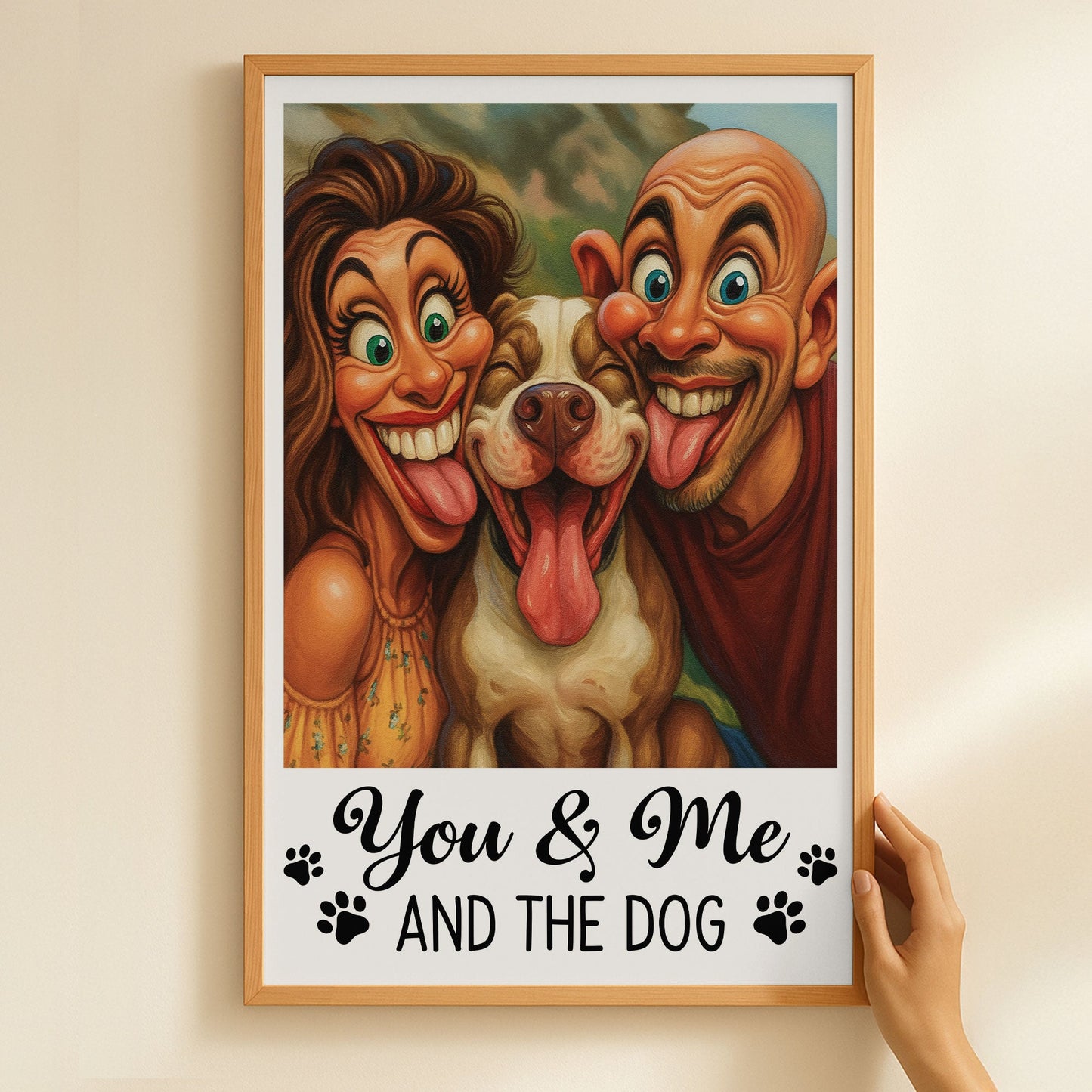 Caricature Your Photo - You & Me And The Dog, Cat - Personalized Photo Poster