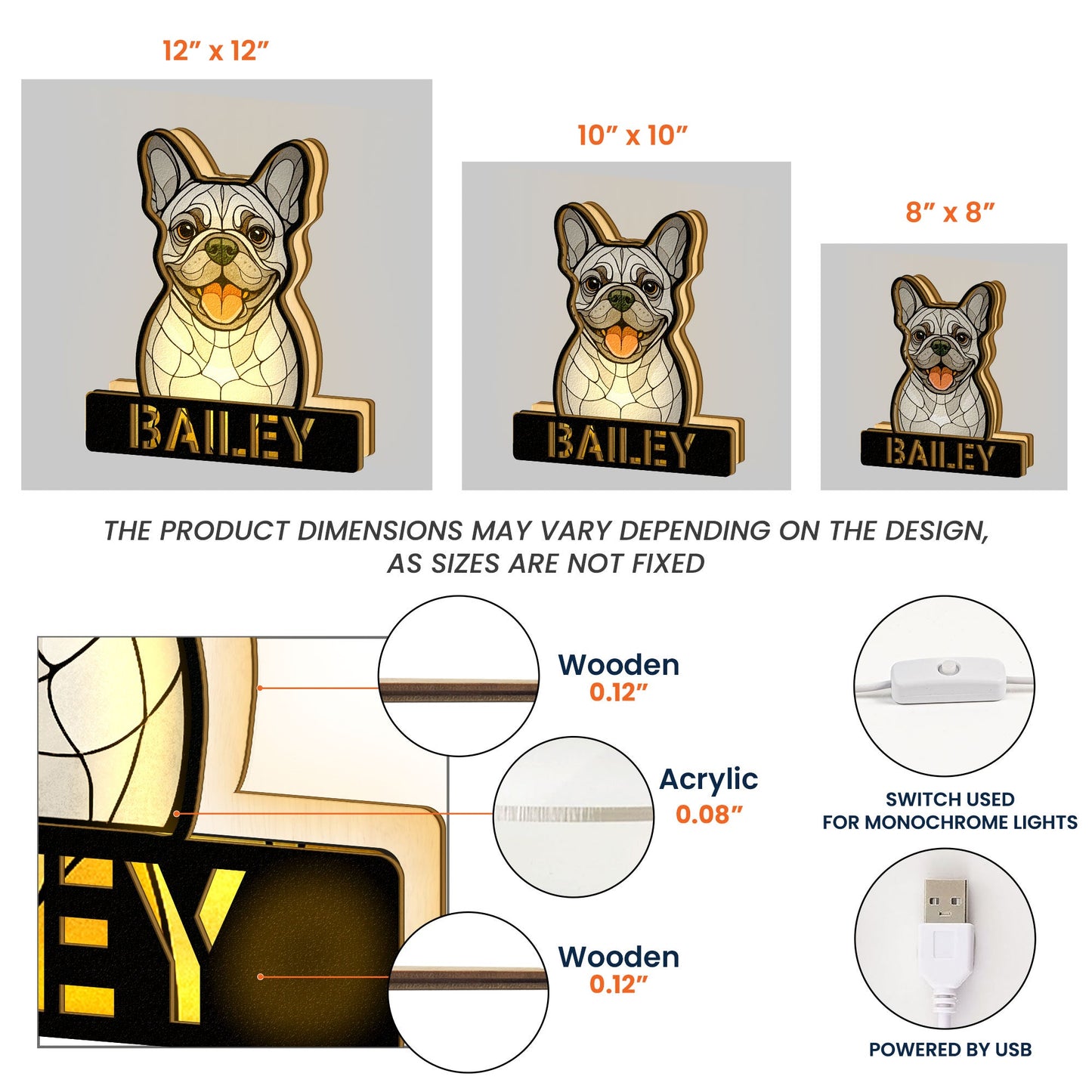 Dog Face Stained Glass Style - Personalized Photo LED Night Lamp