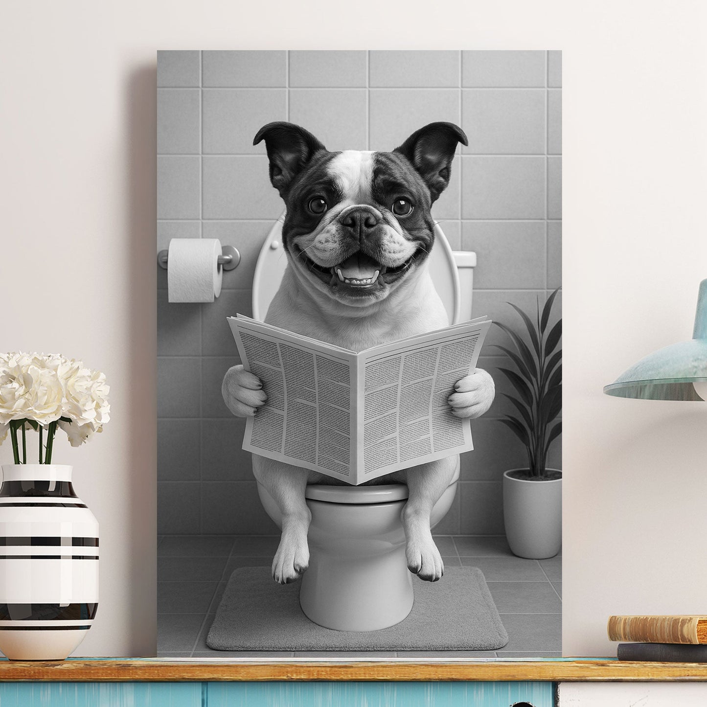 Dog On Toilet - Funny Bathroom - Personalized Photo Poster