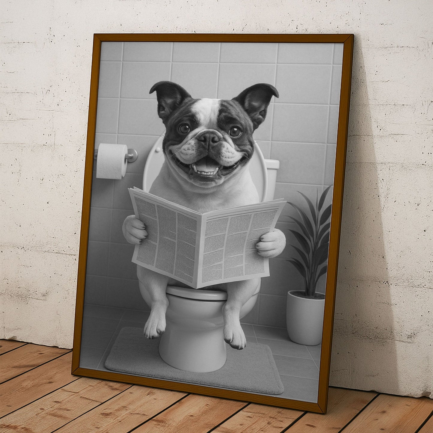 Dog On Toilet - Funny Bathroom - Personalized Photo Poster