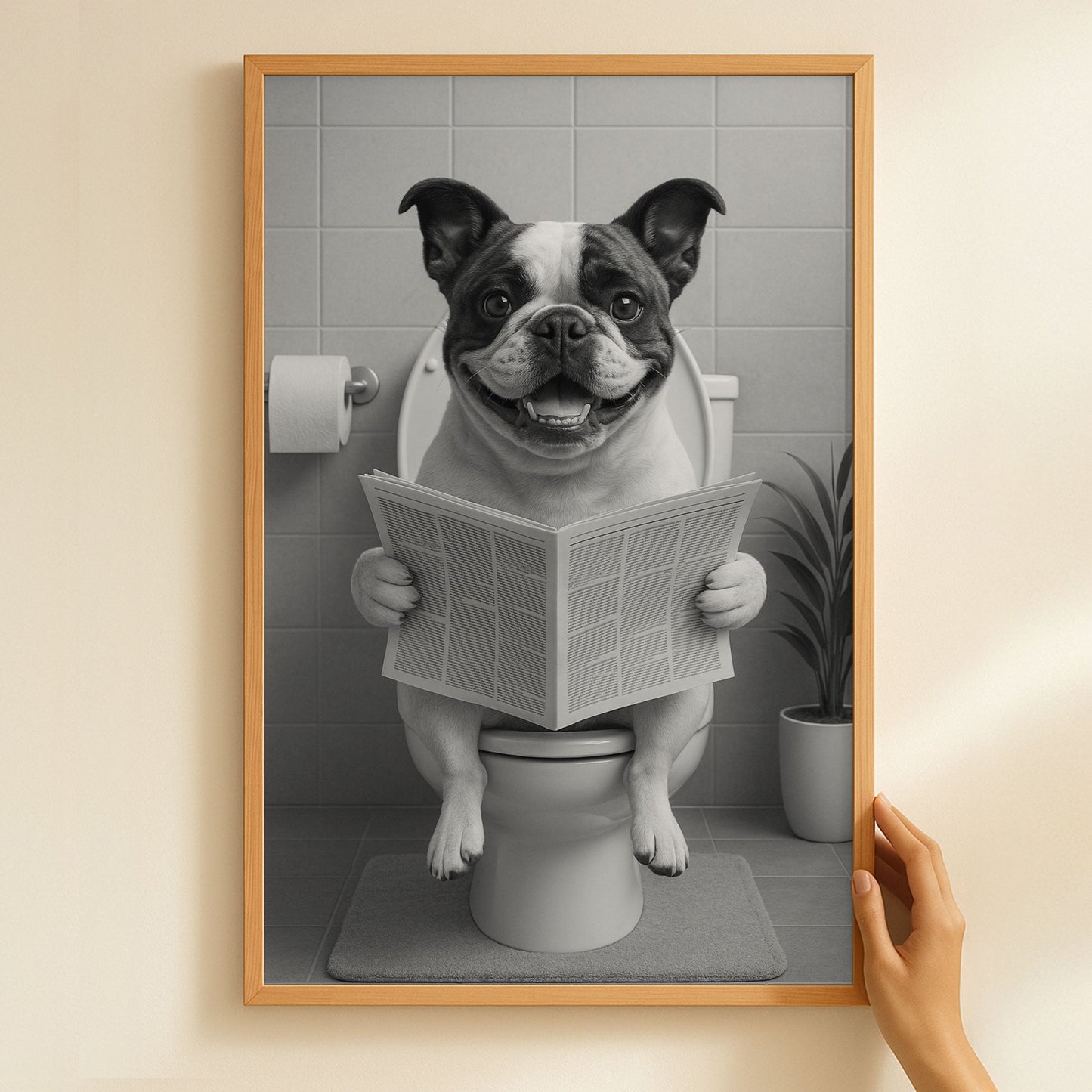 Dog On Toilet - Funny Bathroom - Personalized Photo Poster