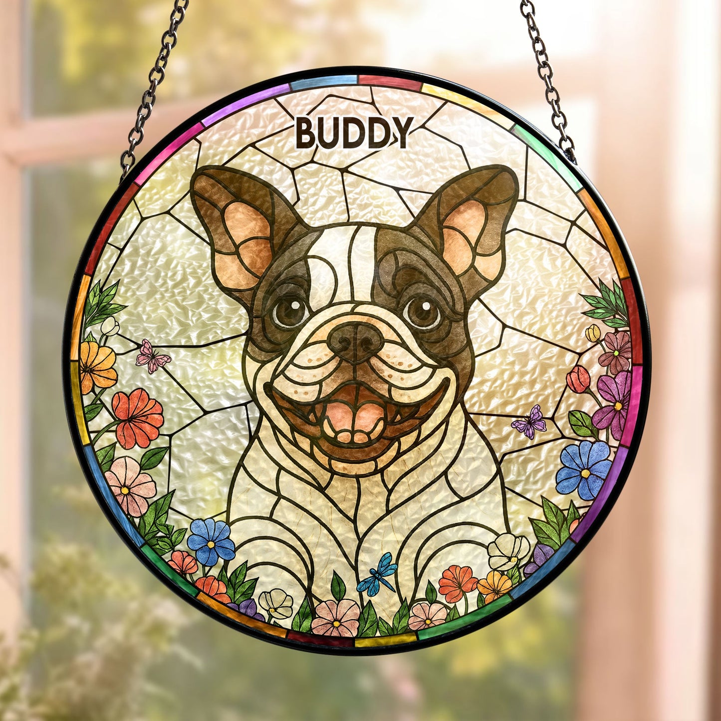 Dog Loss - New Version - Personalized Stained Glass Window Hanging Suncatcher
