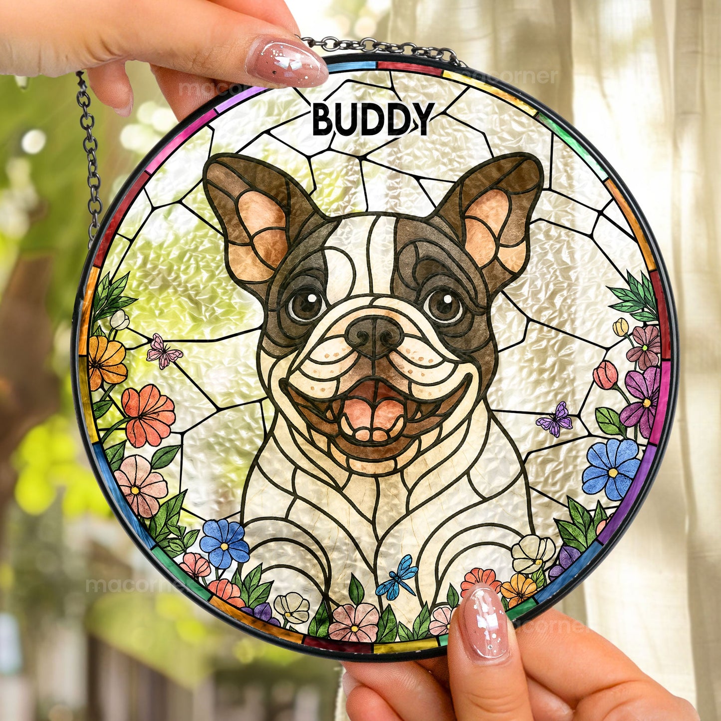 Dog Loss - New Version - Personalized Stained Glass Window Hanging Suncatcher