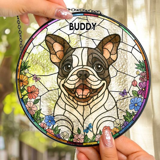 Dog Loss - New Version - Personalized Stained Glass Window Hanging Suncatcher