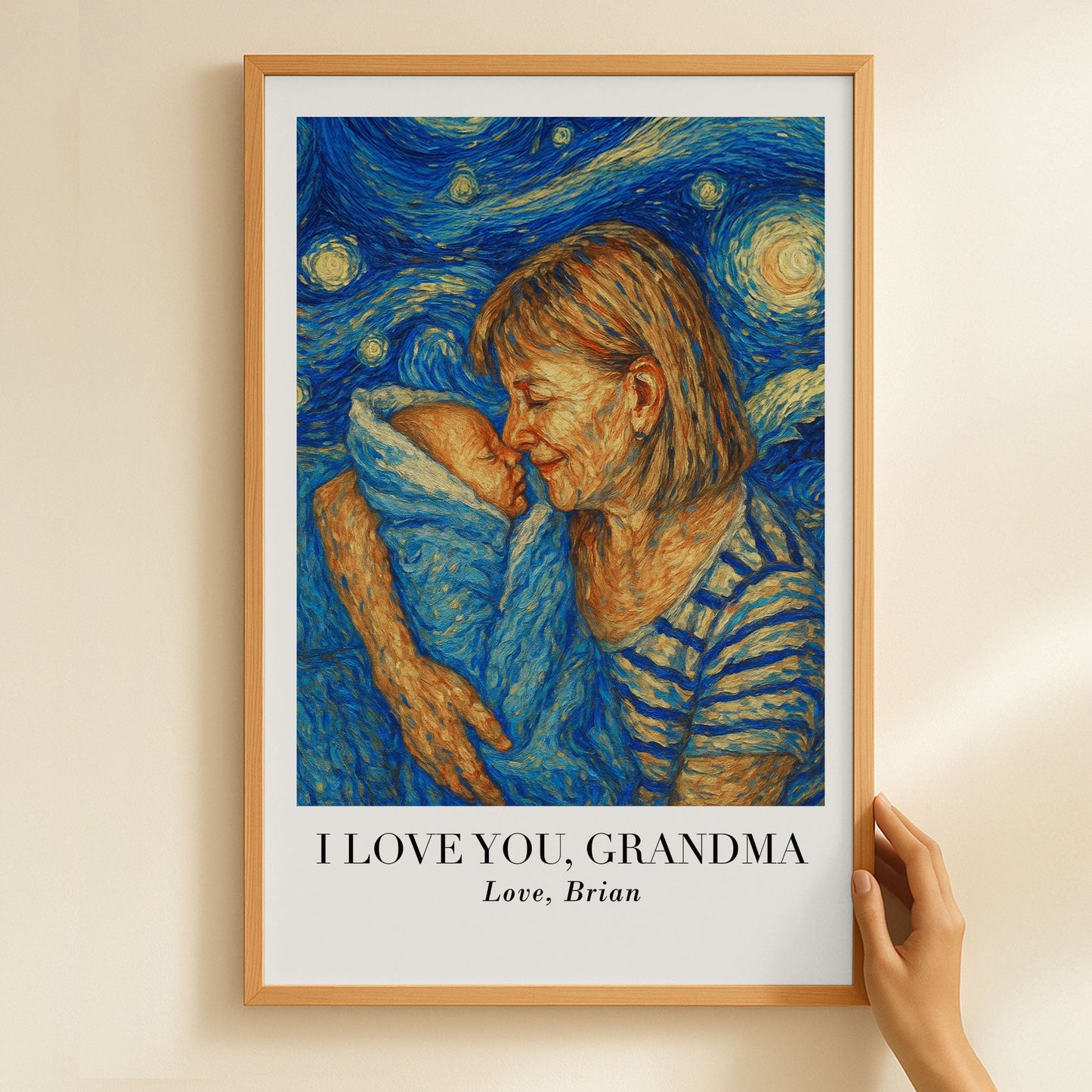 First Time Grandma Grandpa Van Gogh Art - Personalized Photo Poster