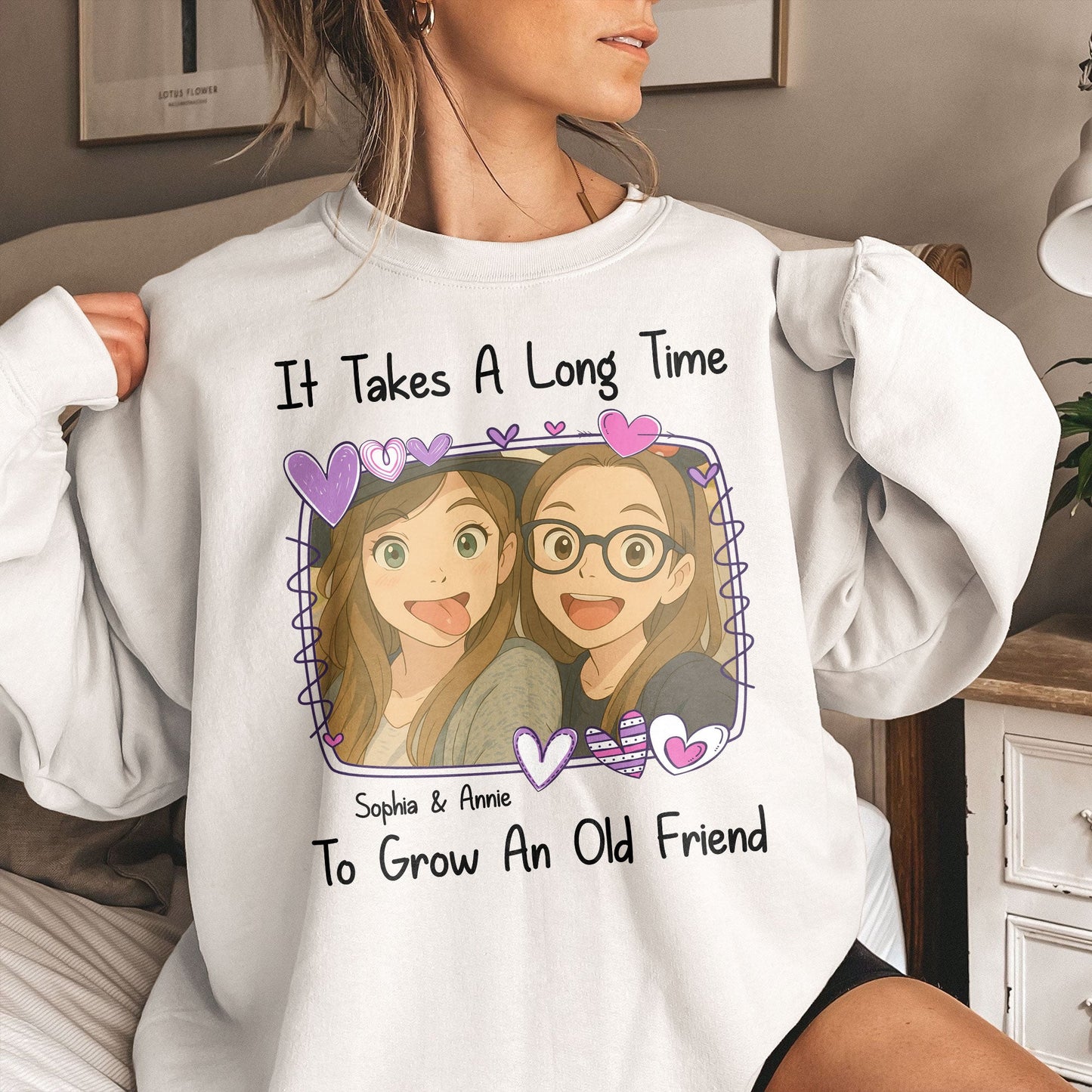 It Takes A Long Time To Grow An Old Friend Cartoon Ver - Personalized Photo Shirt