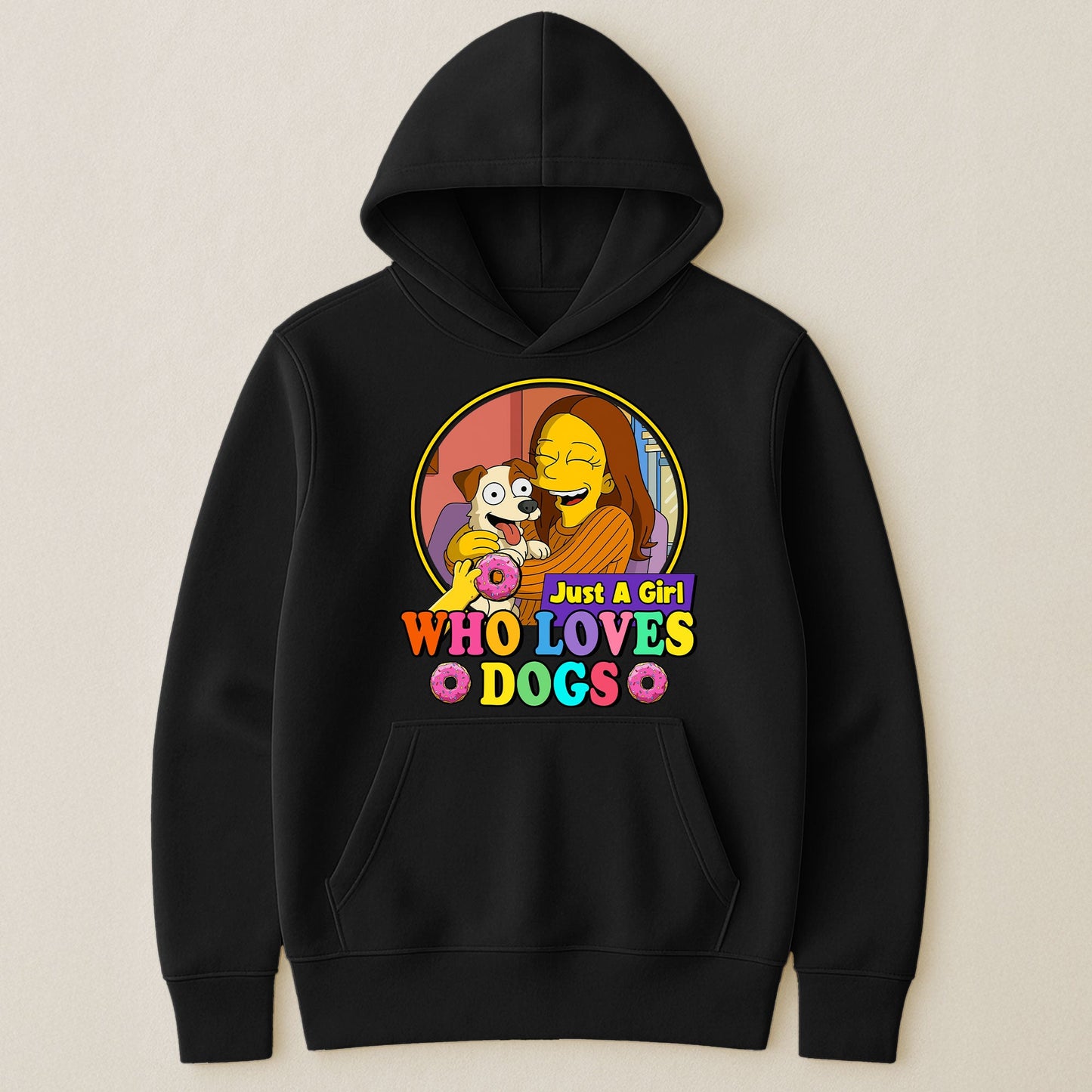 Just A Girl Who Loves Dogs Simpsonized Portrait - Personalized Photo Shirt