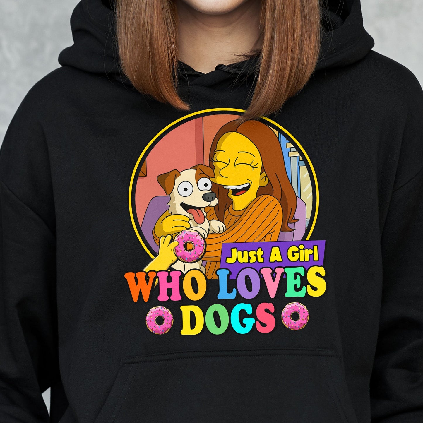 Just A Girl Who Loves Dogs Simpsonized Portrait - Personalized Photo Shirt