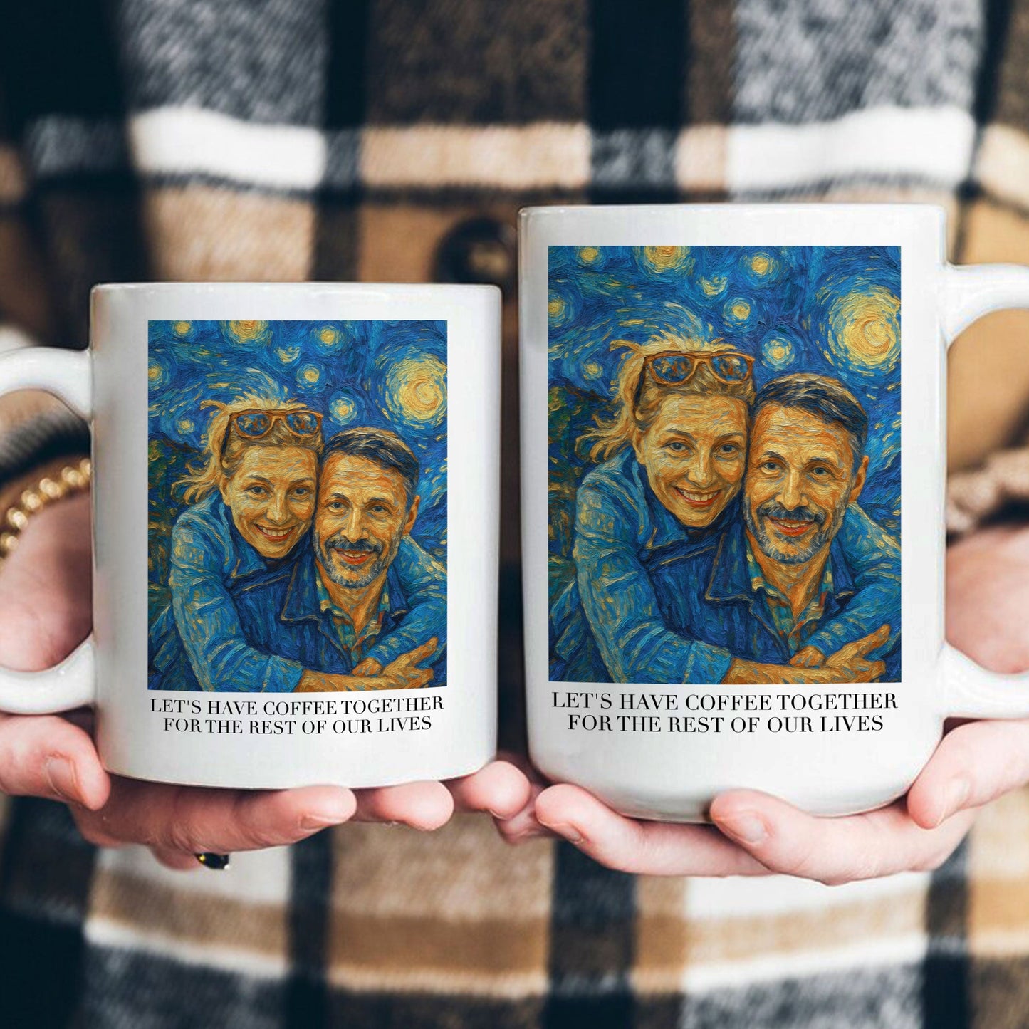 Let's Have Coffee Together Van Gogh Art Couple Mug - Personalized Photo Mug