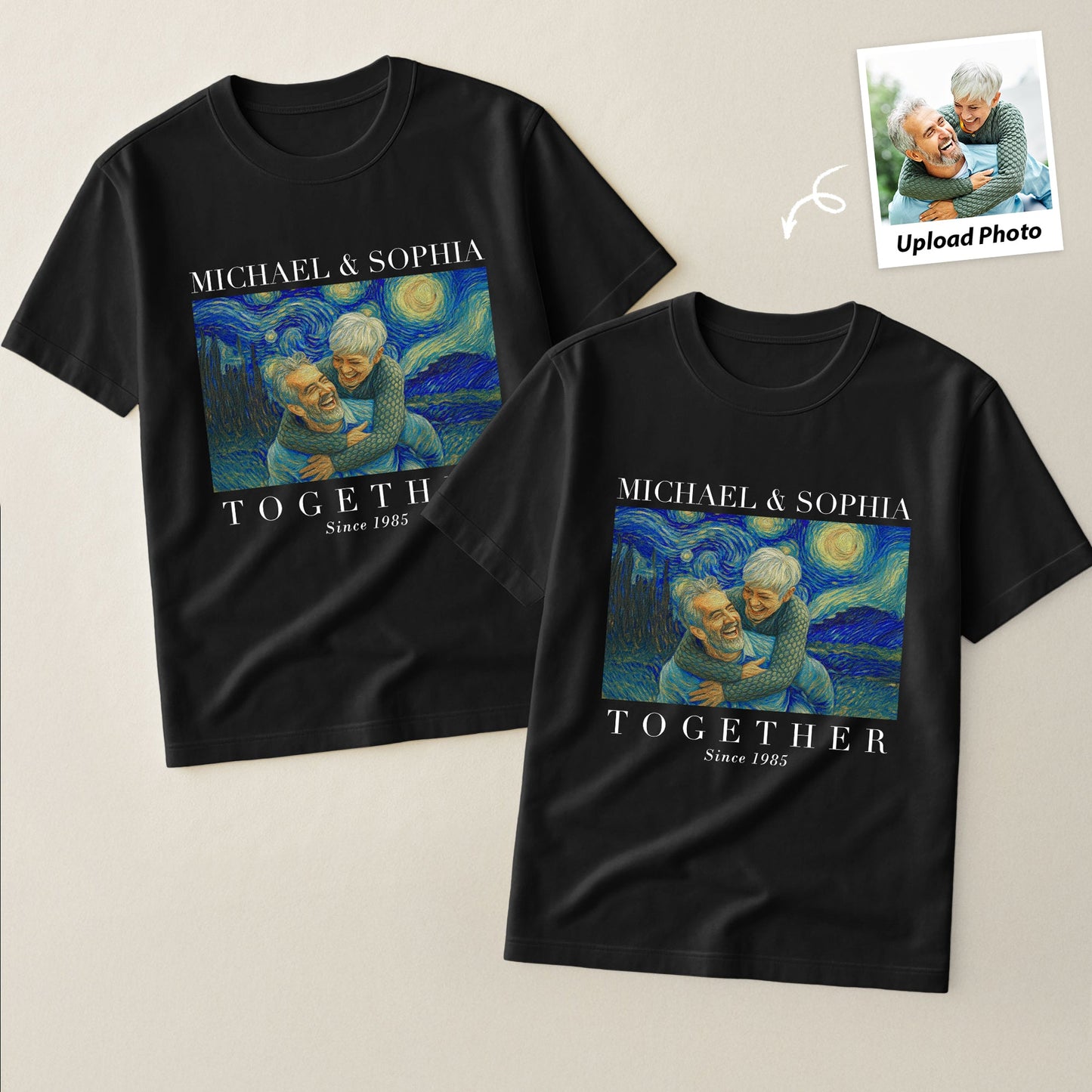 Together Since Couple Shirts Van Gogh Art - Personalized Photo Couple Matching Shirts