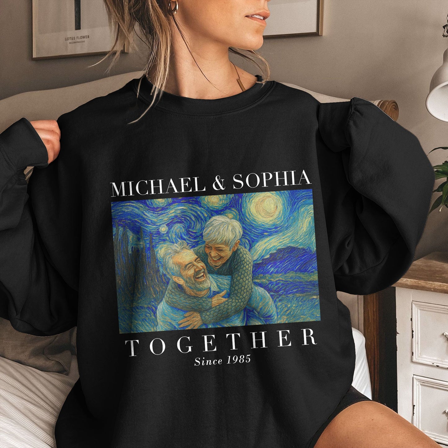 Together Since Couple Shirts Van Gogh Art - Personalized Photo Couple Matching Shirts