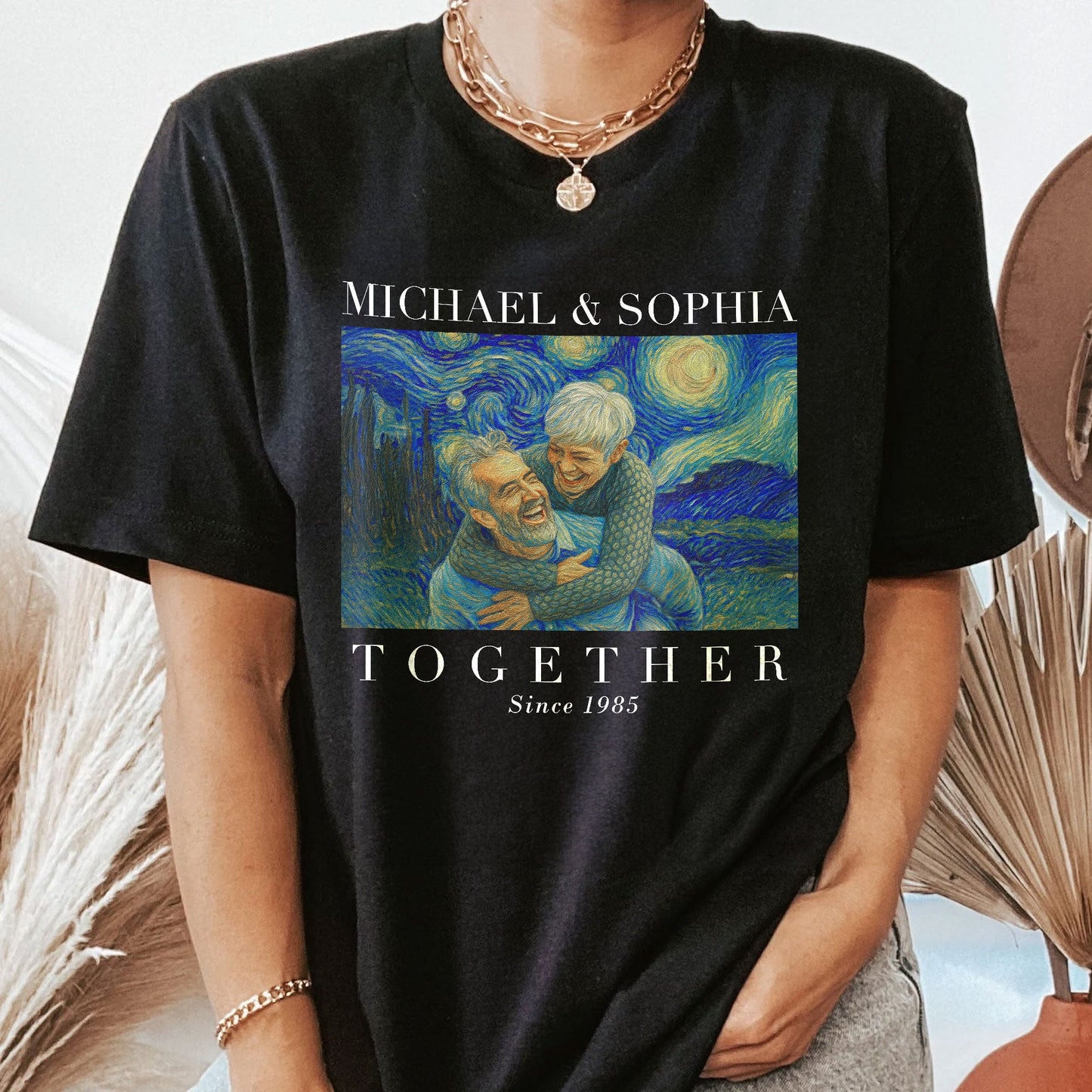 Together Since Couple Shirts Van Gogh Art - Personalized Photo Couple Matching Shirts
