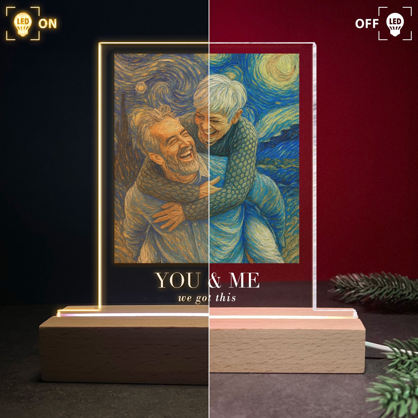 Van Gogh Art You & Me We Got This - Personalized Photo LED Light