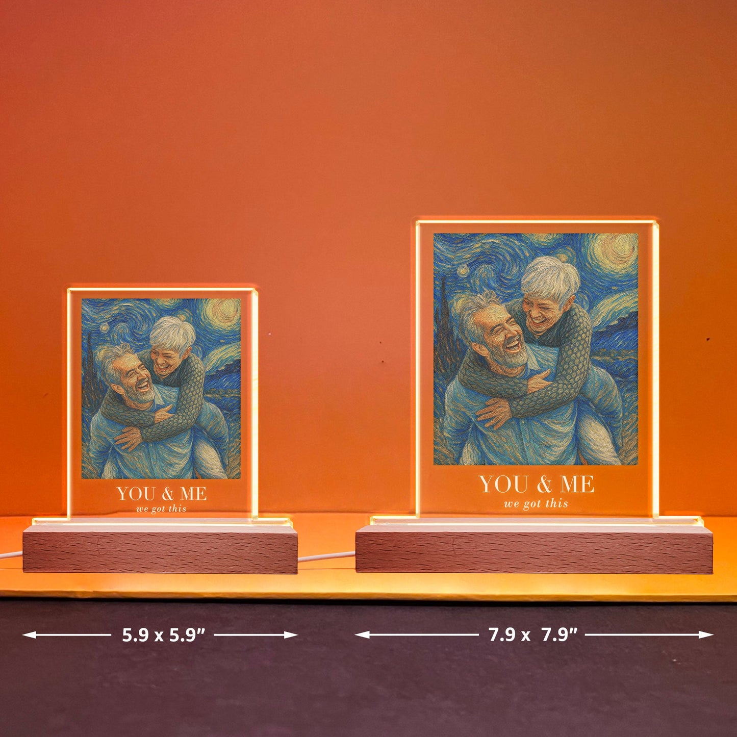 Van Gogh Art You & Me We Got This - Personalized Photo LED Light