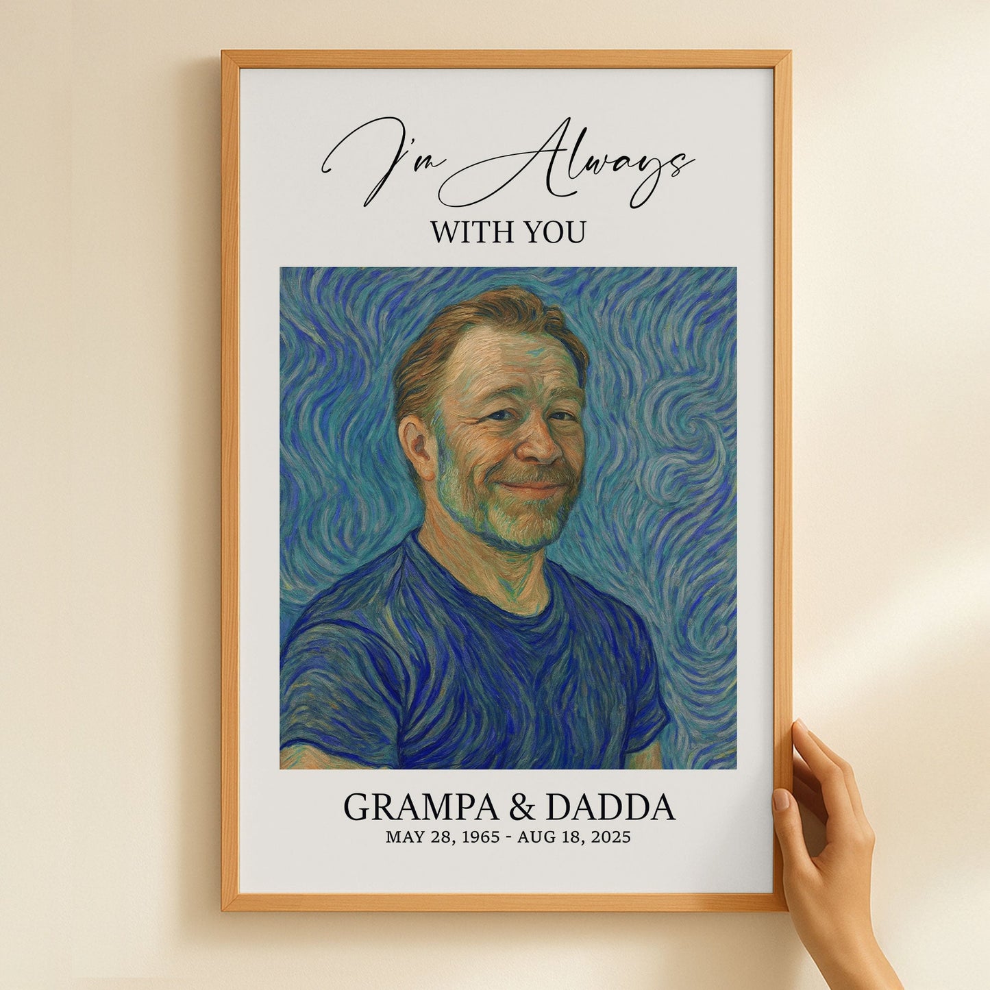 Van Gogh Self Portrait Art I'm Always With You Memorial Gift - Personalized Photo Poster