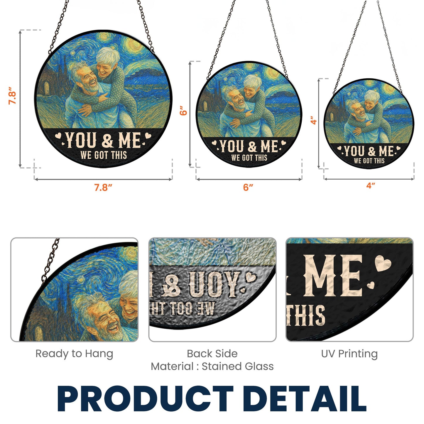 Van Gogh Style You & Me We Got This - Personalized Photo Stained Glass Window Hanging Suncatcher