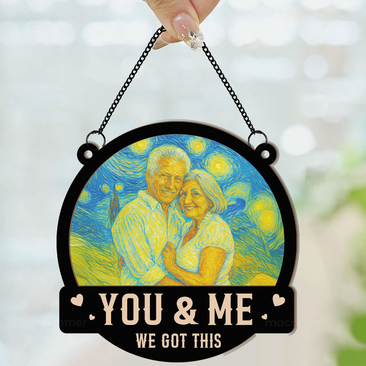 Van Gogh Style You & Me We Got This - Personalized Photo Window Hanging Suncatcher Ornament