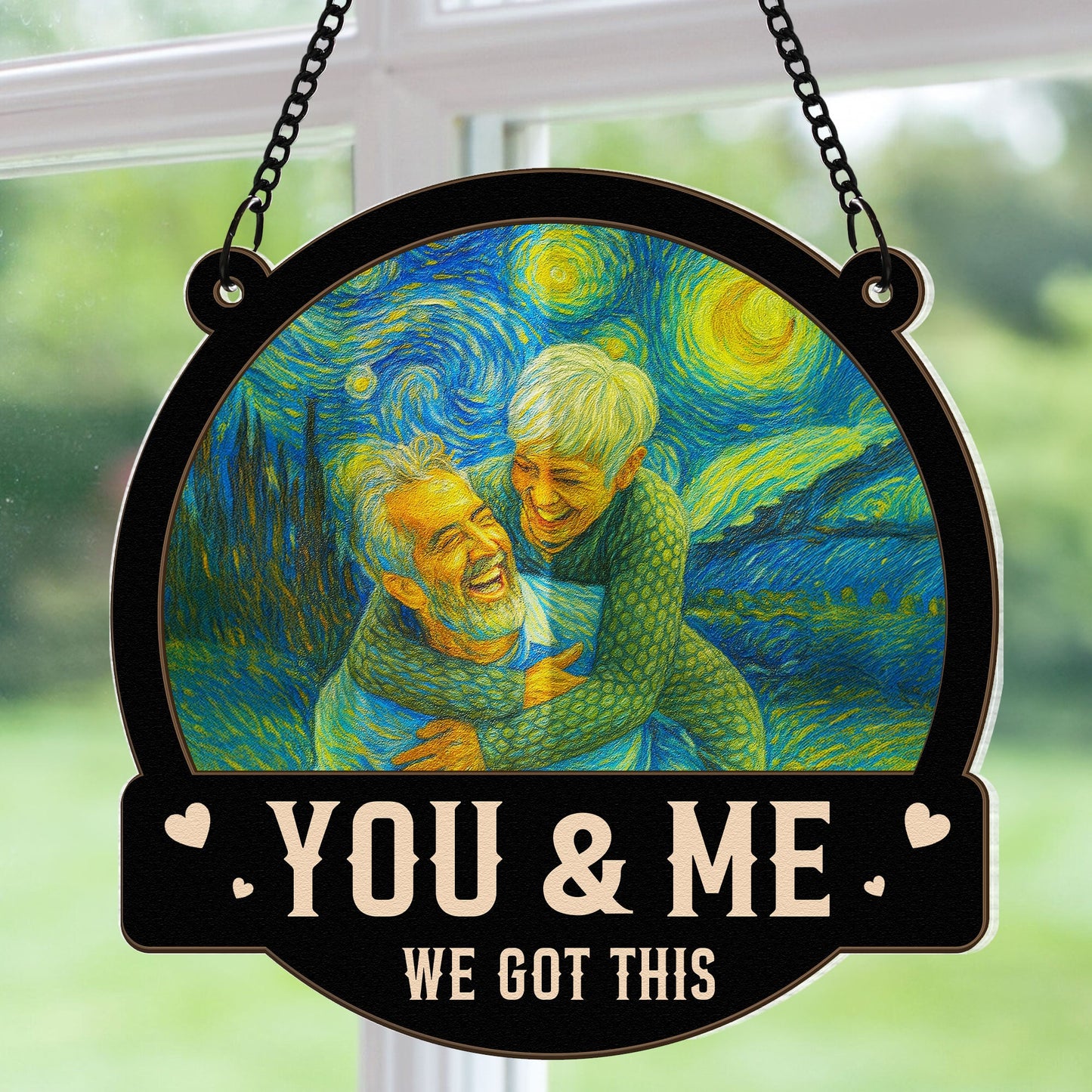 Van Gogh Style You & Me We Got This - Personalized Photo Window Hanging Suncatcher Ornament