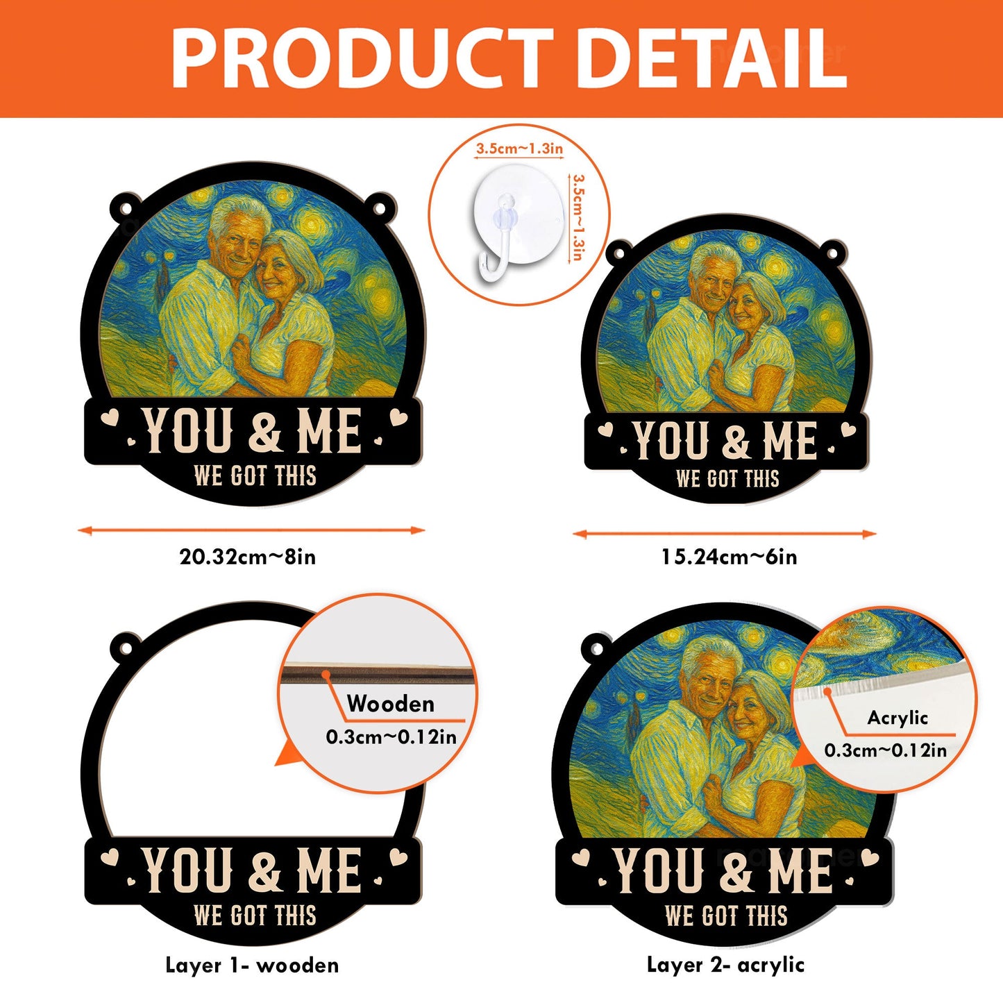 Van Gogh Style You & Me We Got This - Personalized Photo Window Hanging Suncatcher Ornament