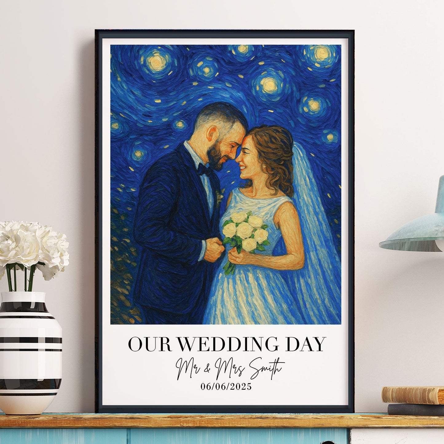 Wedding Gift Wedding Anniversary Van Gogh Wall Art - Personalized Photo Poster