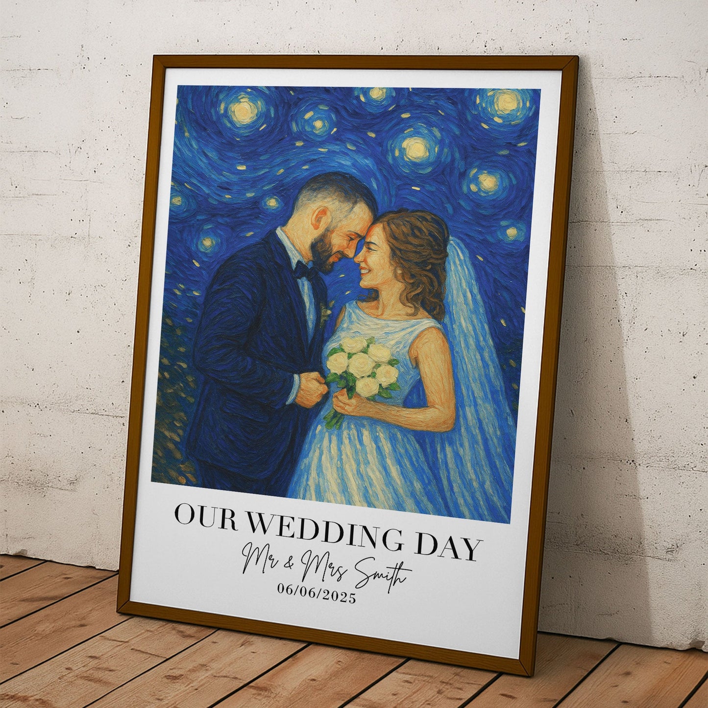 Wedding Gift Wedding Anniversary Van Gogh Wall Art - Personalized Photo Poster