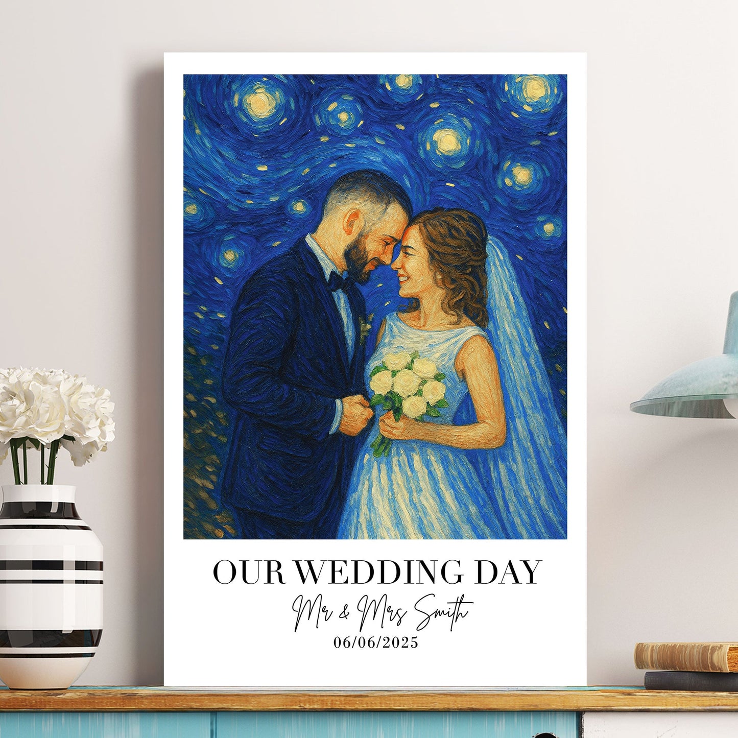 Wedding Gift Wedding Anniversary Van Gogh Wall Art - Personalized Photo Poster
