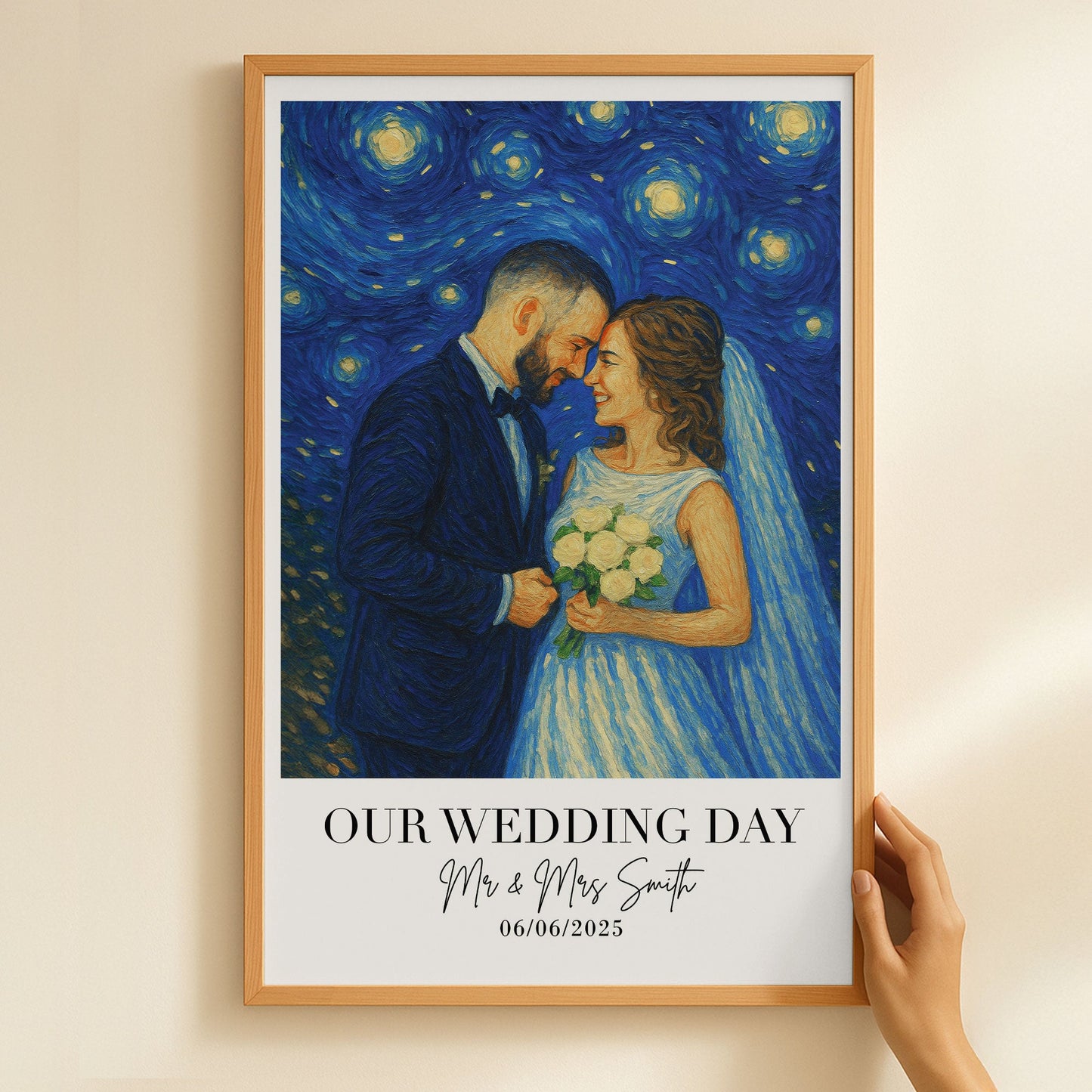 Wedding Gift Wedding Anniversary Van Gogh Wall Art - Personalized Photo Poster