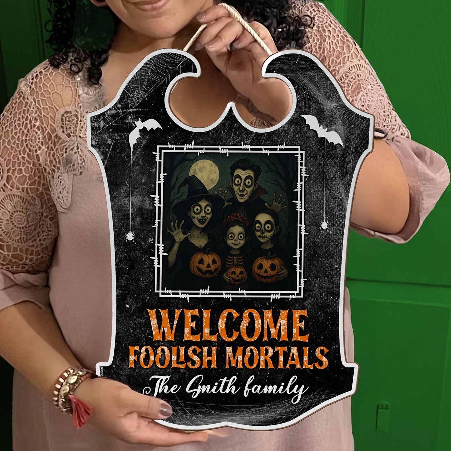 Welcome Foolish Mortals - Personalized Wood Photo Sign