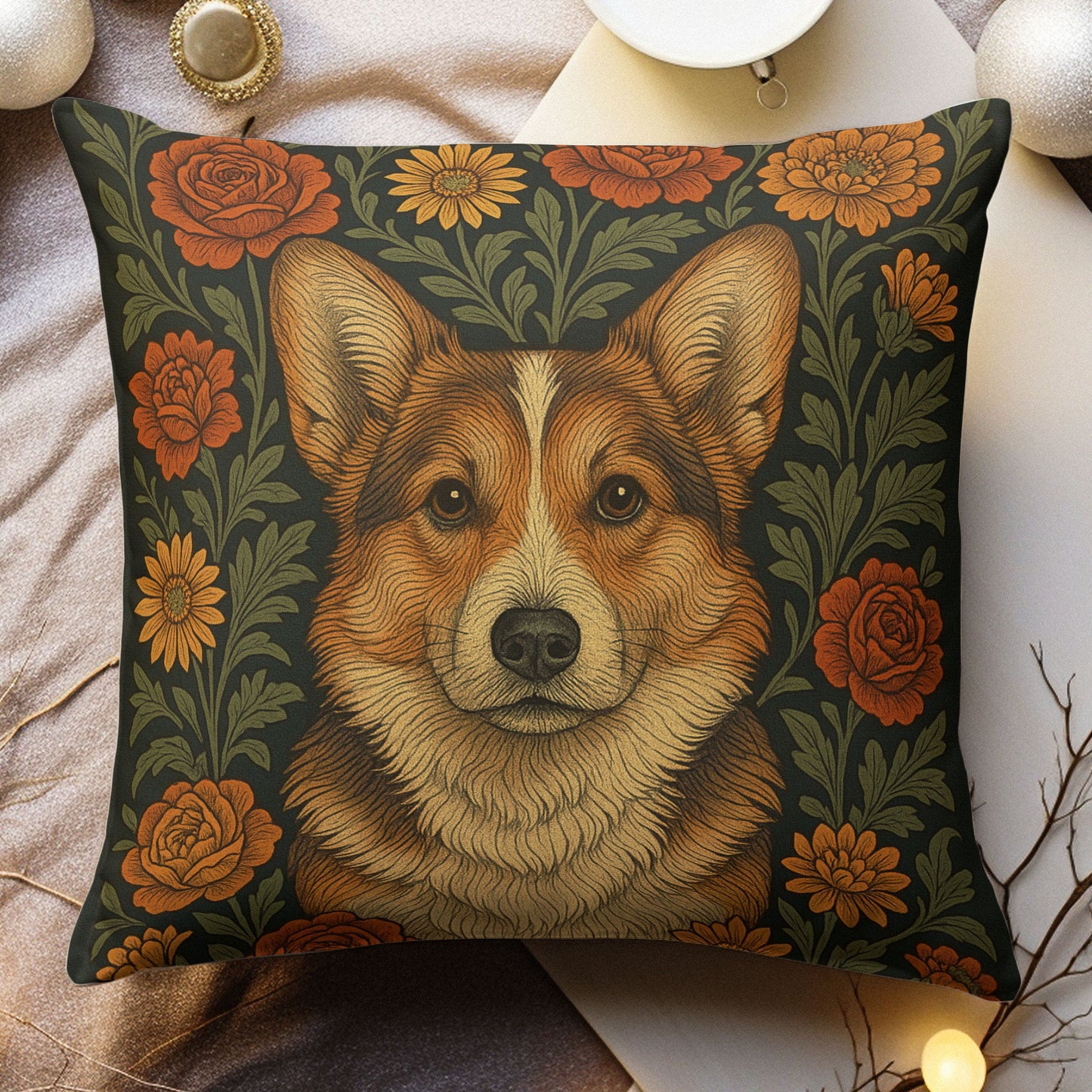 William Morris Wall Art Dog Portrait Art Dog Lovers Gift - Personalized Photo Pillow (Insert Included)