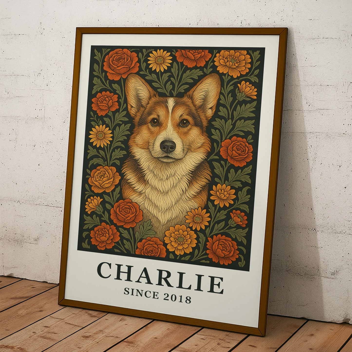 William Morris Wall Art Dog Portrait Art Dog Lovers Gift - Personalized Photo Poster