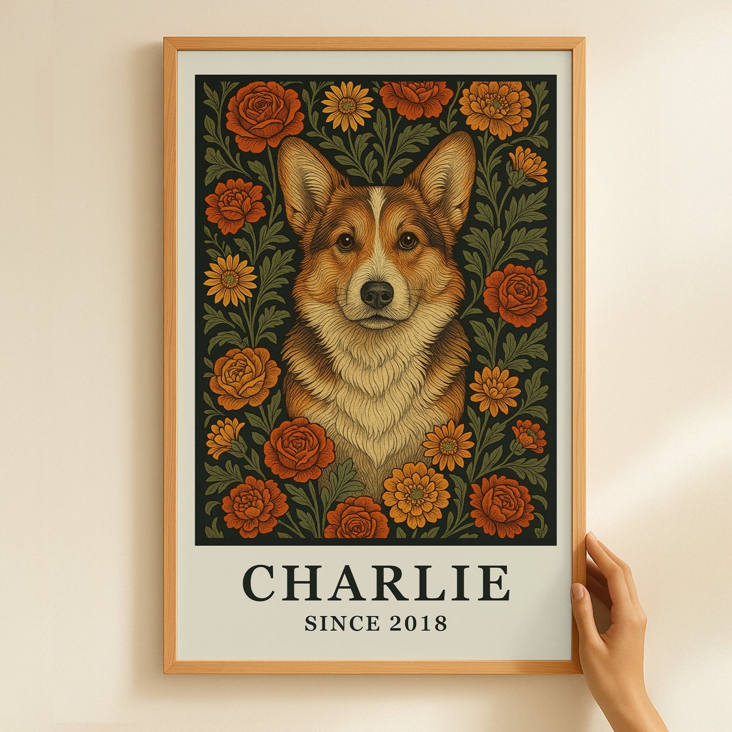 William Morris Wall Art Dog Portrait Art Dog Lovers Gift - Personalized Photo Poster