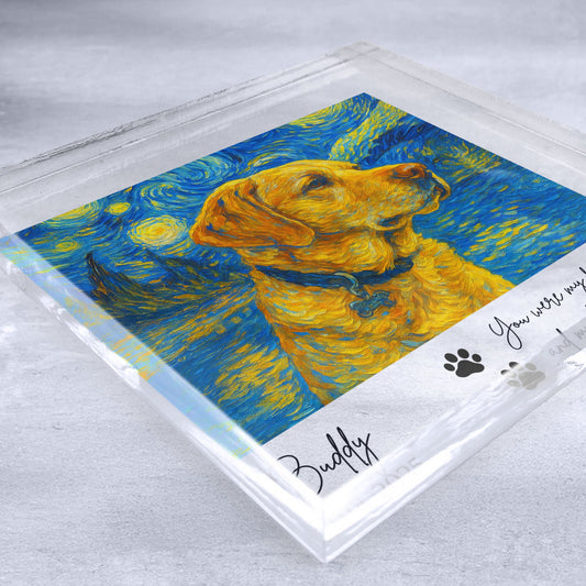 Favorite Hello & Hardest Goodbye Loss Of Pet Van Gogh Art - Personalized Acrylic Photo Plaque